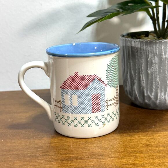 Vintage Mount Clemens Pottery Stitchin Time Coffee Mug Made in Japan Crafters - Picture 1 of 7